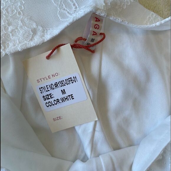 RAGA Lovely Floral Lace White Flare Pants.Size M - Picture 10 of 12